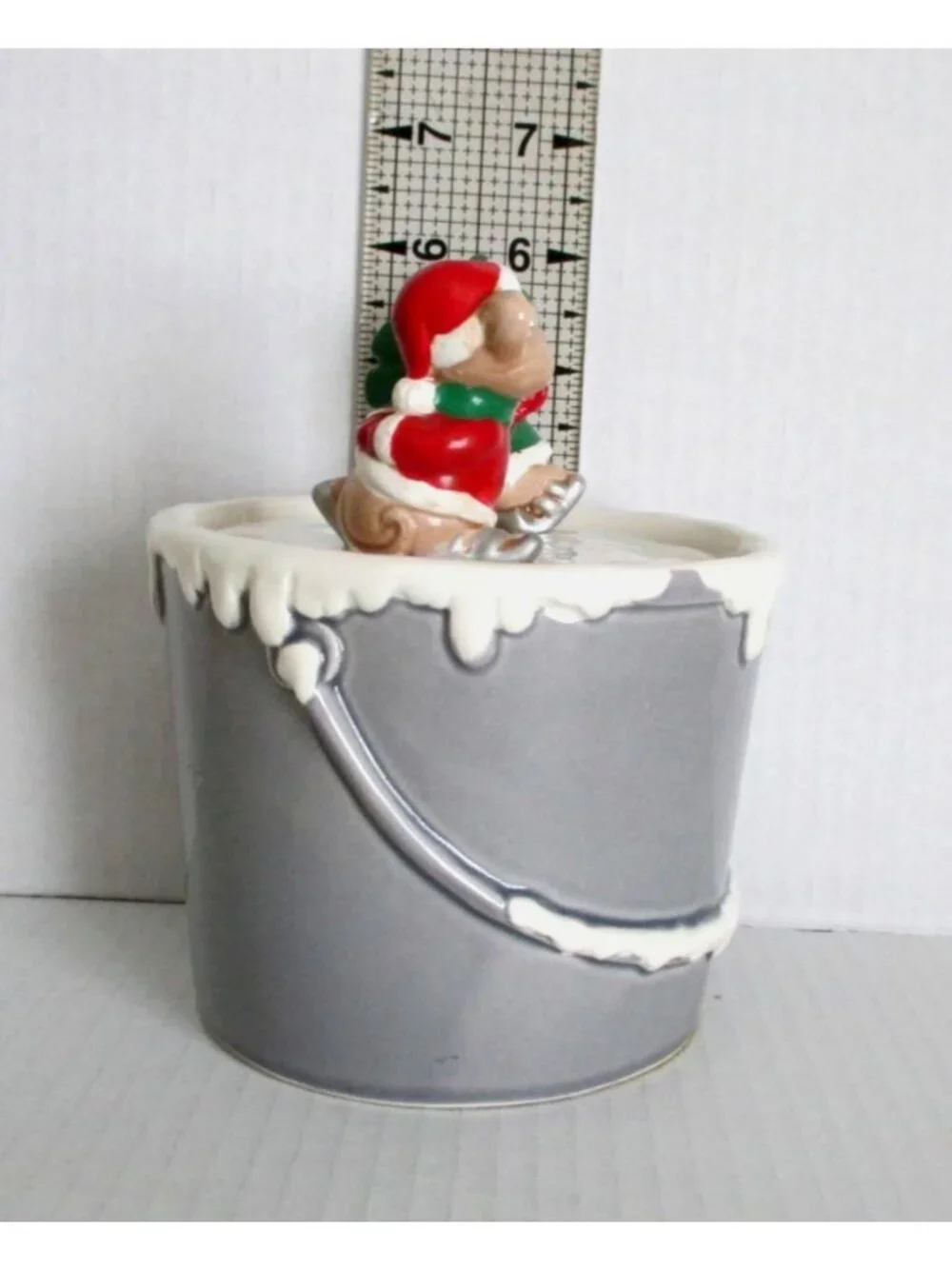 Vintage Skating Mice on Ice Bucket Music Box 1980s Japan Holiday Decor